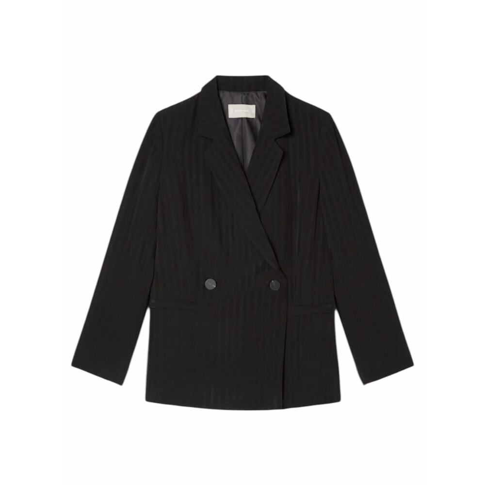 Everlane The Drapey City Striped Blazer Double Breasted Black Size 6 - Picture 4 of 13